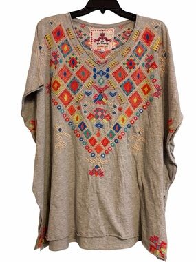Johnny Was embroidered flowy t shirt material top